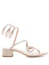 René Caovilla Snake Crystal Embellished Sandals In Pink