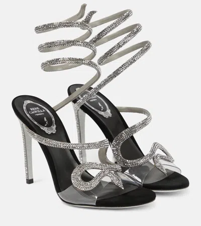 René Caovilla Snake Embellished Sandals 105 In Black