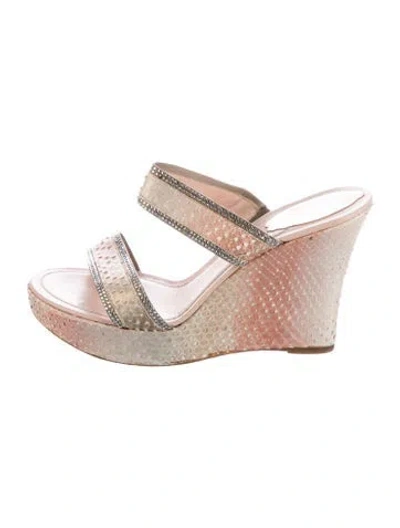 Pre-owned René Caovilla Snakeskin Animal Print Espadrilles In Pink