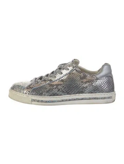 Pre-owned René Caovilla Snakeskin Animal Print Sneakers In Neutral