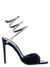 René Caovilla Spiral Velvet Sandals Embellished Straps In Blue