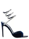 René Caovilla Spiral Velvet Sandals Embellished Straps In Black