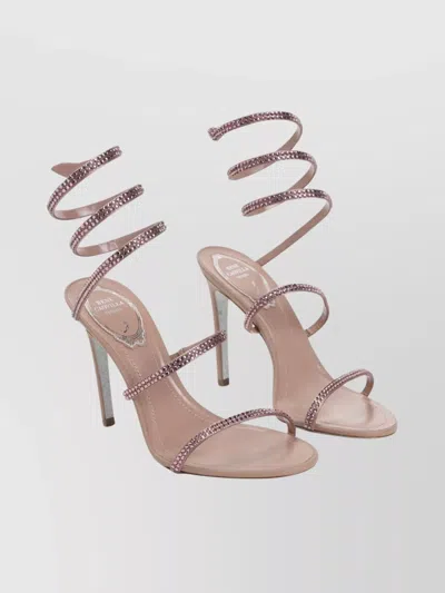 René Caovilla Spiral Ankle Strap Open Toe Sandals In Brown