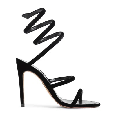 RENÉ CAOVILLA SPIRAL-DESIGNED VELVET AND LEATHER PUMPS