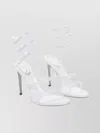 René Caovilla Spiral Strap Open Toe Sandals With Embellishments In White