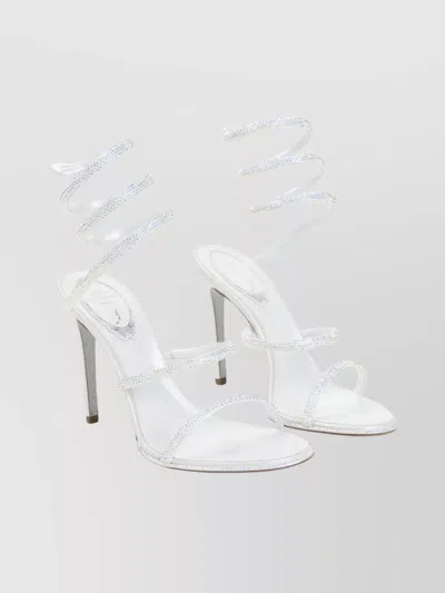 RENÉ CAOVILLA SPIRAL STRAP OPEN TOE SANDALS WITH EMBELLISHMENTS
