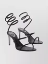 René Caovilla Spiraled Open Toe Sandals With Embellished Straps In Black