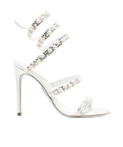 René Caovilla Stiletto High Heel Sandals In White