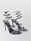 René Caovilla Strappy Leather Sandals Stiletto Heel In Black