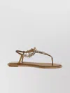 René Caovilla Strappy Sandals Rhinestone T-strap In Brown