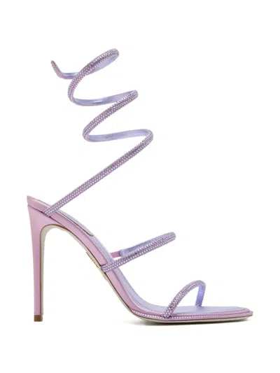 René Caovilla Strass Spiral Sandals In Purple