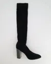 RENÉ CAOVILLA STRETCH HIGH-KNEE BOOTS WITH CRYSTAL HEEL