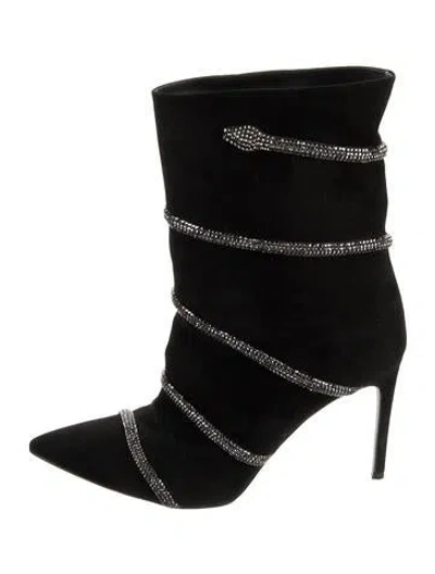 Pre-owned René Caovilla Suede Boots In Black