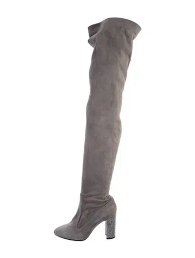 Pre-owned René Caovilla Suede Boots In Grey