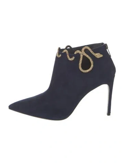 Pre-owned René Caovilla Suede Boots W/ Tags In Blue