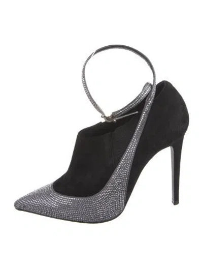 Pre-owned René Caovilla Suede Colorblock Pattern Pumps In Black