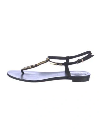 Pre-owned René Caovilla Suede Crystal Embellishments Flats In Blue