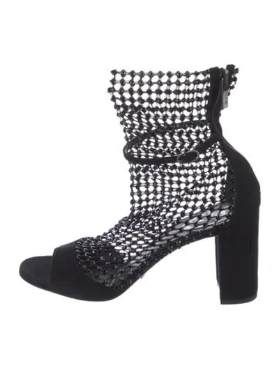 Pre-owned René Caovilla Suede Gladiator Sandals In Black