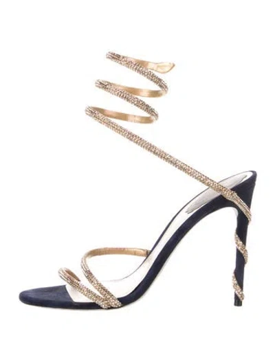 Pre-owned René Caovilla Suede Gladiator Sandals In White