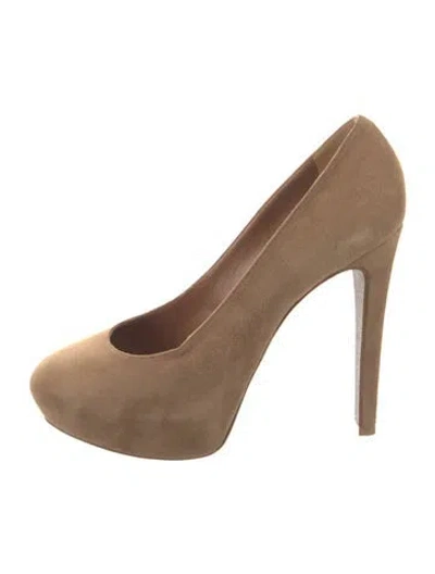 Pre-owned René Caovilla Suede Glitter Accents Pumps In Neutrals