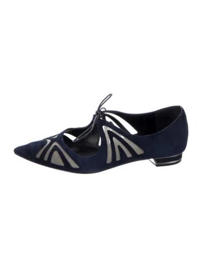 Pre-owned René Caovilla Suede Oxfords In Blue