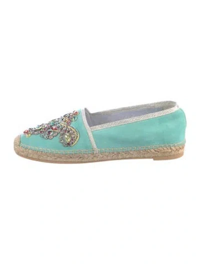 Pre-owned René Caovilla Suede Patterned Espadrilles In Multicolor