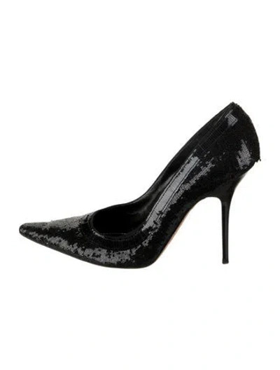 Pre-owned René Caovilla Suede Patterned Pumps In Black