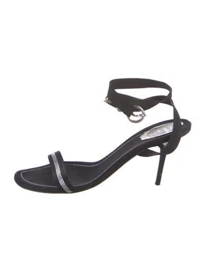 Pre-owned René Caovilla Suede Sandals In Black