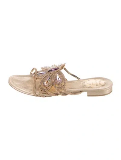 Pre-owned René Caovilla Suede Sandals In Gold