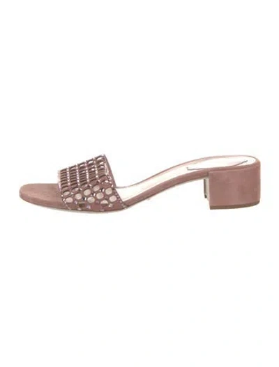 Pre-owned René Caovilla Suede Slides In Pink