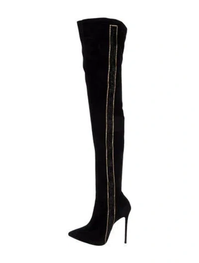 Pre-owned René Caovilla Suede Sock Boots In Black