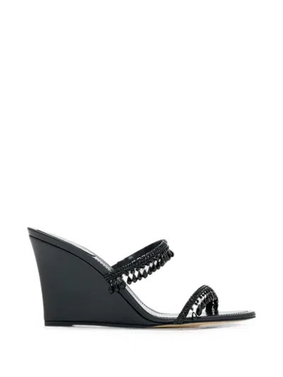 René Caovilla Taylor Crystal-embellished Wedge Sandals In Black
