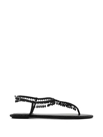 René Caovilla Teardrop-beads Embellished Sandals In Black