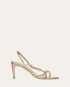 René Caovilla Three-tone Crystal Satin Braid Halter Sandals In Multi