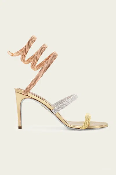 René Caovilla Trigold Cleo Tri-tone Sandal 80 In Gold