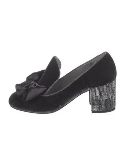 Pre-owned René Caovilla Velvet Glitter Accents Pumps In Grey