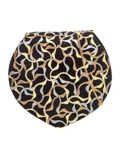 Pre-owned René Caovilla Velvet Minaudière In Black