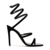 René Caovilla Black Open Toe Heels In Black