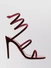 René Caovilla Velvet Snake Spiral Strap Sandals In Burgundy