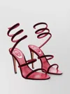 René Caovilla Velvet Spiral Strap Sandals