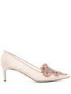 René Caovilla Veneziana 60mm Lace Pumps In Pink