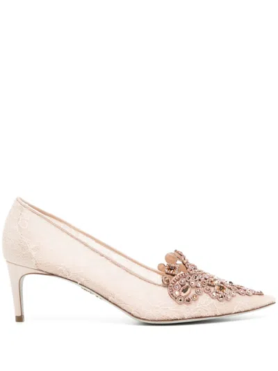 René Caovilla Veneziana 60mm Lace Pumps In Pink