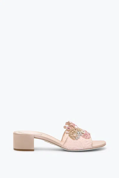 René Caovilla Veneziana Powder Pink Slider Sandal 40