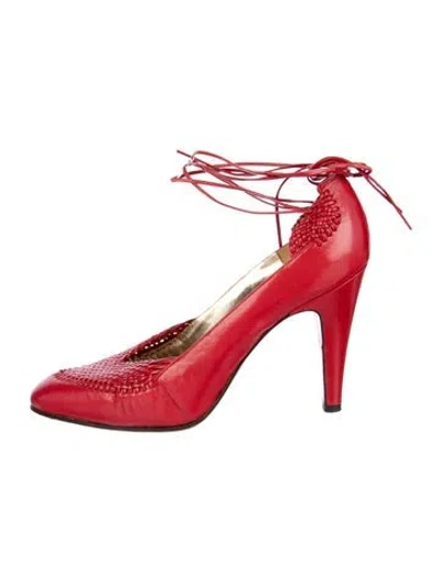 Pre-owned René Caovilla Vintage Leather Pumps In Red