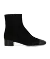 René Caovilla Suede Crystal Zip Booties In Black