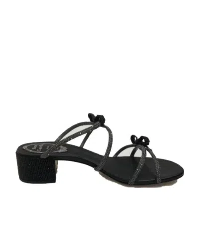 René Caovilla Water Drill Bow Sandals In Black