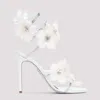 René Caovilla White Floral Heels