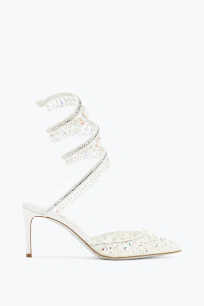René Caovilla White Jewel Chandelier Pumps