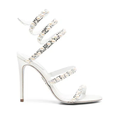 René Caovilla 105mm Cleo High Heel Sandals In White