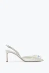 René Caovilla White Slingbacks In Lace Frozen